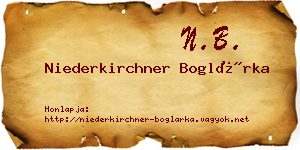 Niederkirchner Boglárka névjegykártya